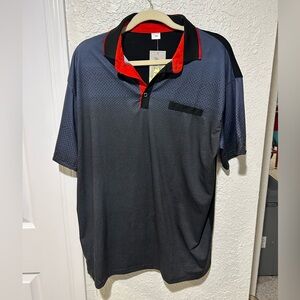 Mens size xxl blue, black and red polo shirt.
